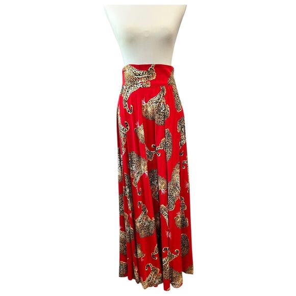 Trashy Diva My Pet Leopard Maxi Skirt Red Womens Size 8 High Waisted NWT RETIRED - Picture 1 of 9